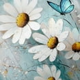 thumbnail image 3 of Blue Daisy Floral Shower Curtain, Farm Rustic Farmhouse and Butterfly on Country Wooden Shower Curtain, Blue Daisy Floral Shower Curtain with Hooks, 72X78Inches(Blue1), 3 of 5