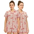 thumbnail image 5 of Hitime Christmas Milk Silk Womens Pajamas Set Button Down Silk Sleepwear Short Sleeve Breathable Nightwear Loungewear Set, Size M, 5 of 9