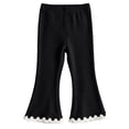 thumbnail image 2 of fnnxnal Girls Flare Pants Ribbed Knit Kids Stretchy High Waist Bell Bottom Lace Trim Black,Size 3 T, 2 of 7