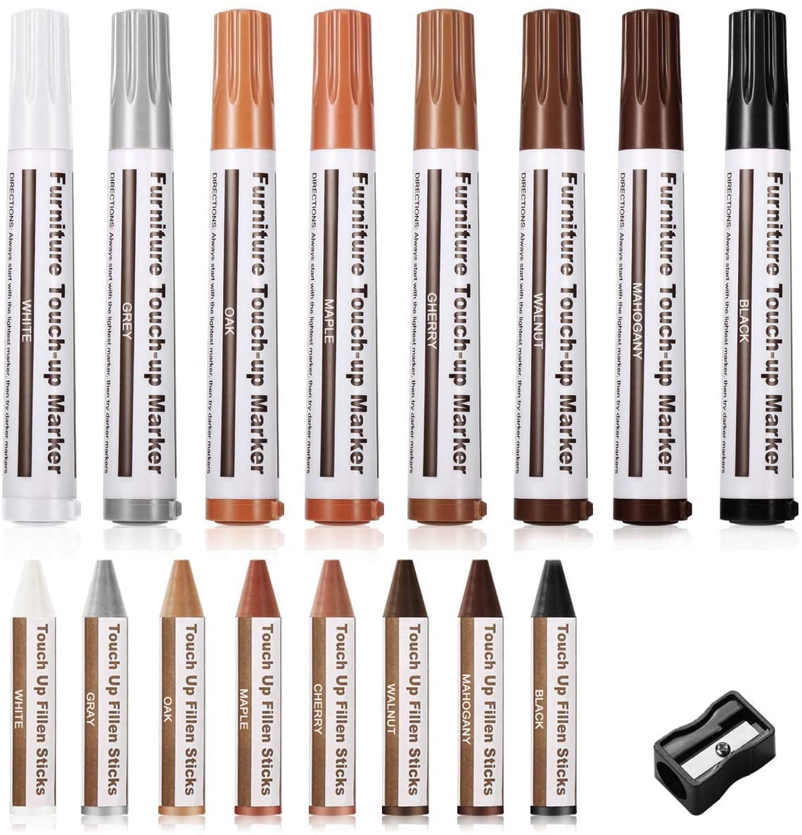 Daisy Wooden Furniture Repair Kit Set of 17 Furniture Markers Touch Up, Wood Markers Pen and