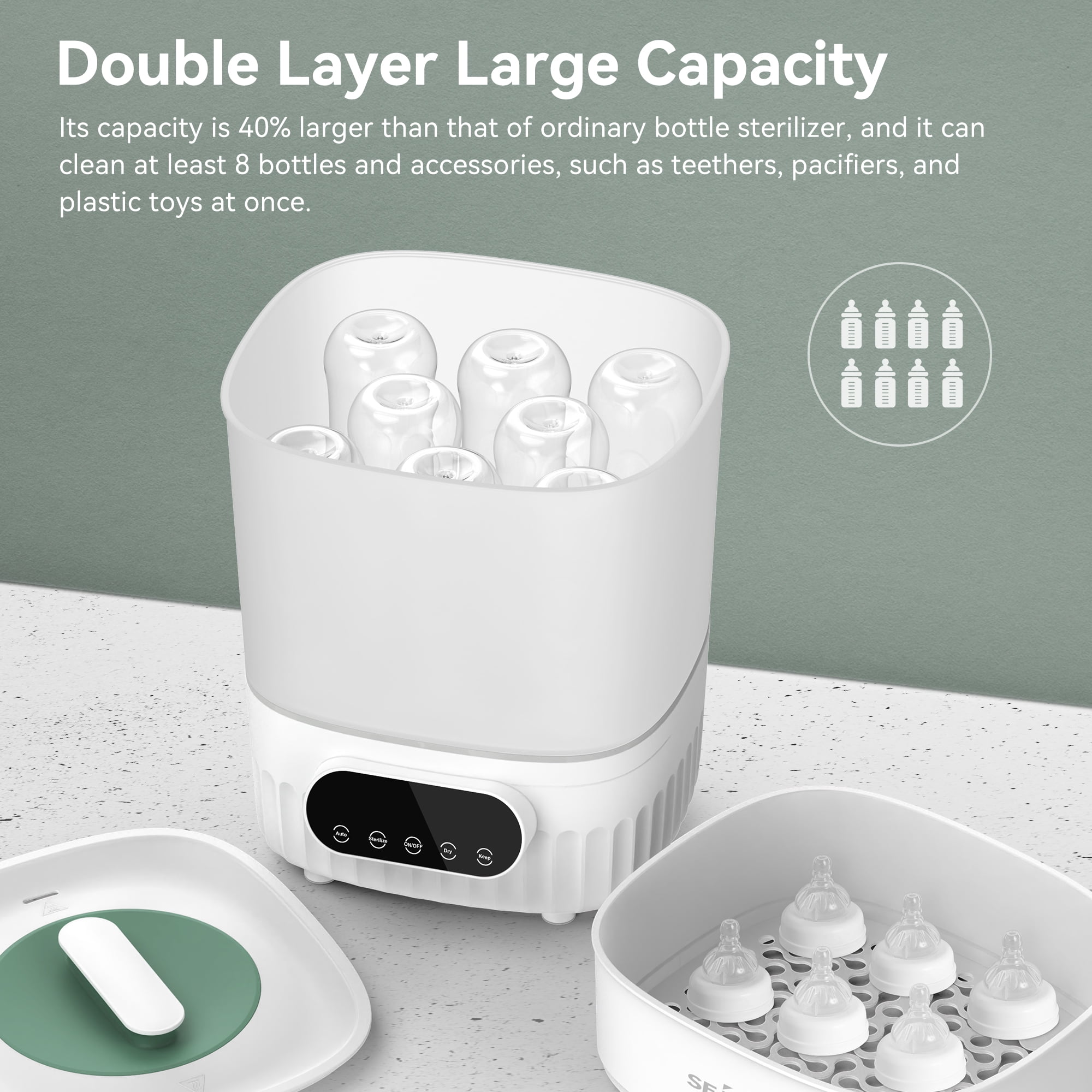 SEJOY BPA-FREE Baby Bottle Sterilizer Dryer Advanced Electric Steam  Sterilization Machine Storage System & Reviews