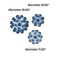 thumbnail image 3 of DecMode Coastal Metal Blue Glittery Flower Wall Décor, Set of 3 18", 12", 11"H, 3 of 14