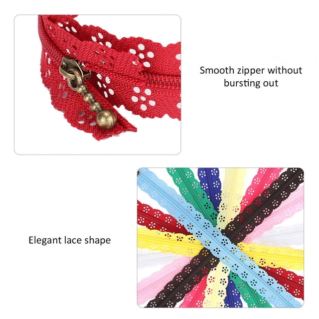 Lace Zipper, 10Pcs Firm Mixed Lace Zipper, Crafts DIY Hand-Made for Friends Family
