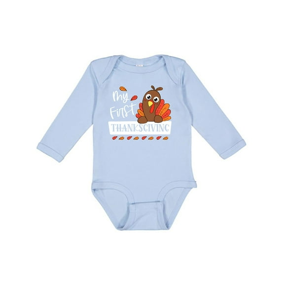 Inktastic My 1st Thanksgiving Cute Turkey Boys or Girls Long Sleeve Baby Bodysuit