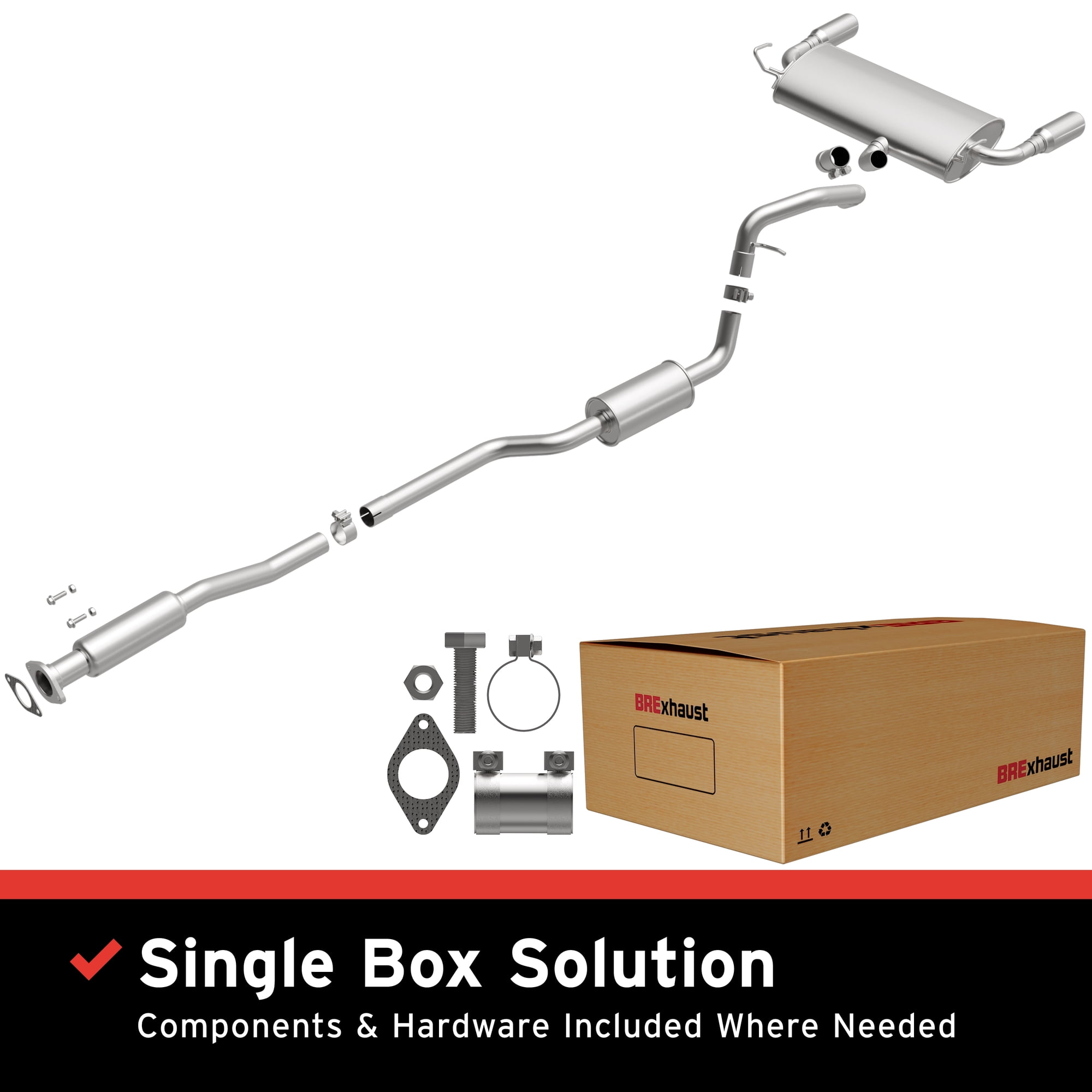 BRExhaust OE Replacement Exhaust System Kit 116-0504: Compatible with 2017-2017 Ford Escape 1.5L, 2013-2016 Ford Escape 1.6L, 2013-2018 Ford Escape 2.0L, 2013-2018 Ford Escape 2.5L