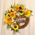 thumbnail image 5 of 40cm-colores de otoño girasol decorativo placa de puerta de girasol de madera corona de fiesta de abeja, 5 of 5