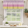thumbnail image 3 of Colorful Stripe Valances for Windows, Decorative Rod Pocket Window Valance Curtains, Modern Pink Purple Yellow Vertical Striped Short Curtain Drapes for Kitchen/Living Room, 2 Panels, 42" W x 18" L, 3 of 8