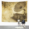thumbnail image 2 of UFAEZU Musical in Grunge Style with Gramophone Wall Art Hanging Tapestry Home Decor for Living Room Bedroom Dorm 51x60 inch, 2 of 2
