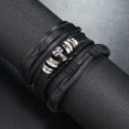 thumbnail image 4 of LETAPI-pulsera de cuero multicapa para hombre, pulsera de calavera negra, Punk, Vintage, boda, regalos de joyería masculina, moda, 4 of 5