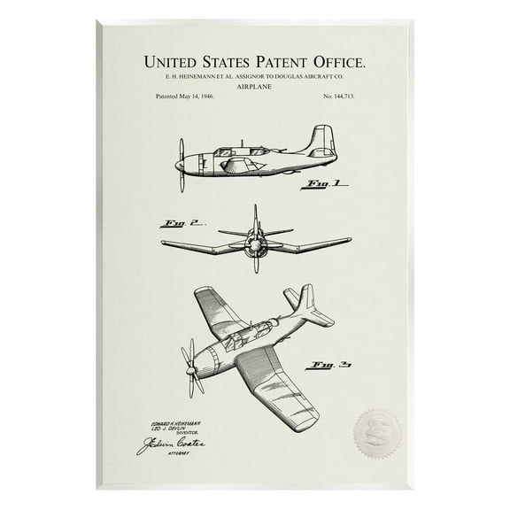 Stupell Industries Detailed Plane Aircraft Chart Graphic Art Unframed Art Print Wall Art, Design by Karl Hronek