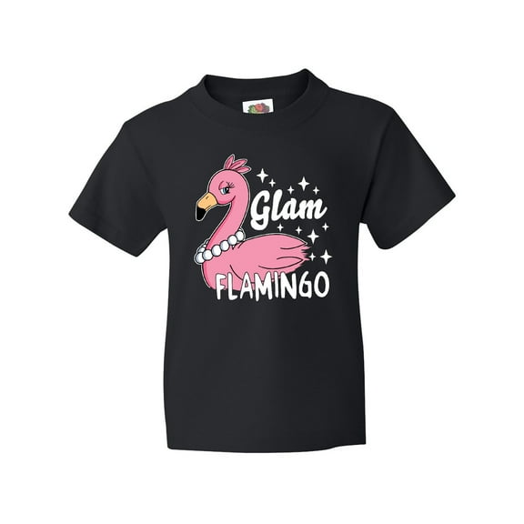 Inktastic Glam Pink Flamingo with Pearls Youth T-Shirt