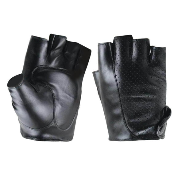 Shockproof PU Leather Gloves Half Finger Gloves Wear Resistant Women Exercise for Men Outdoor Cycling