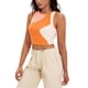 thumbnail image 4 of ATHLECHIC Camiseta sin mangas de verano de bloques de color para mujer, con cuello redondo, básica y corta, color naranja, 4 of 5