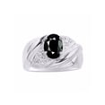 thumbnail image 1 of RYLOS Bagues pour Femmes Bague en Argent Sterling Ovale 8X6MM Pierre Précieuse & Diamants Design Classique Bijoux Onyx pour Femmes Taille 9, 1 of 7