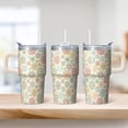 thumbnail image 2 of Bohemian Themed Insulated Mug 20oz, Stainless Steel Travel Tumbler with Handle, Leak-Proof, Includes Straws, Unique Present Idea, 2 of 5
