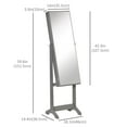 thumbnail image 2 of Armoire à Bijoux Autoportante : Verrouillable, Miroir Pleine Longueur, 4 Angles Réglables, Gris, 2 of 6