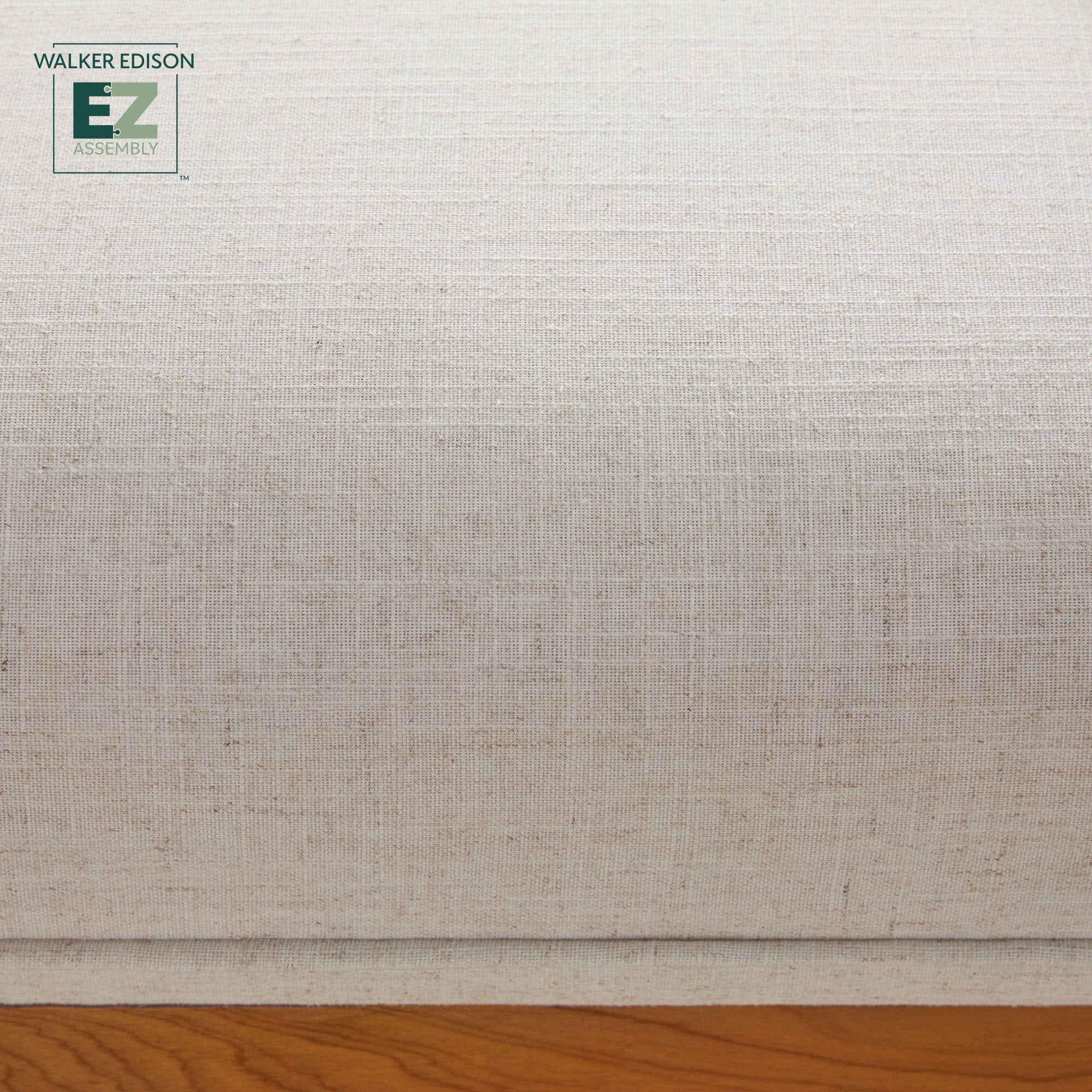 Walker Edison Modern Farmhouse Easy Assembly Linen Large Ottoman, Cream