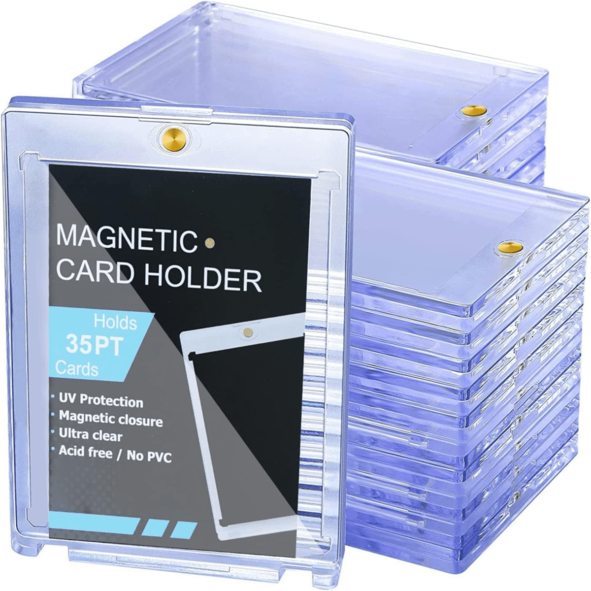 25pc Magnetic Card Holder 35pt,Card Case Holder Card Protectors Hard Plastic,Card Sleeves Display Case for Baseball Card