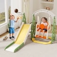 thumbnail image 2 of XJD 4-in-1 Toddler Slide and Swing Set, Kids Indoor Outdoor Playset with Basketball Hoop, Backyard Playground for Toddlers 1-3 Years Old, Green, 2 of 11