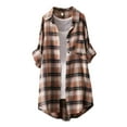 thumbnail image 2 of Womens Button Down Shirts Plaid Long Sleeve Lapel Collared Summer Spring Tops Business Casual Dressy Work Blouses, 2 of 7