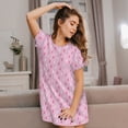 thumbnail image 3 of Fuzoiu Breast Cancer Awareness5 Print Women Nightgowns, Soft Comfy Lightweight Short Sleeves Sleepwear,Crew Neck Loungewear, 3 of 6