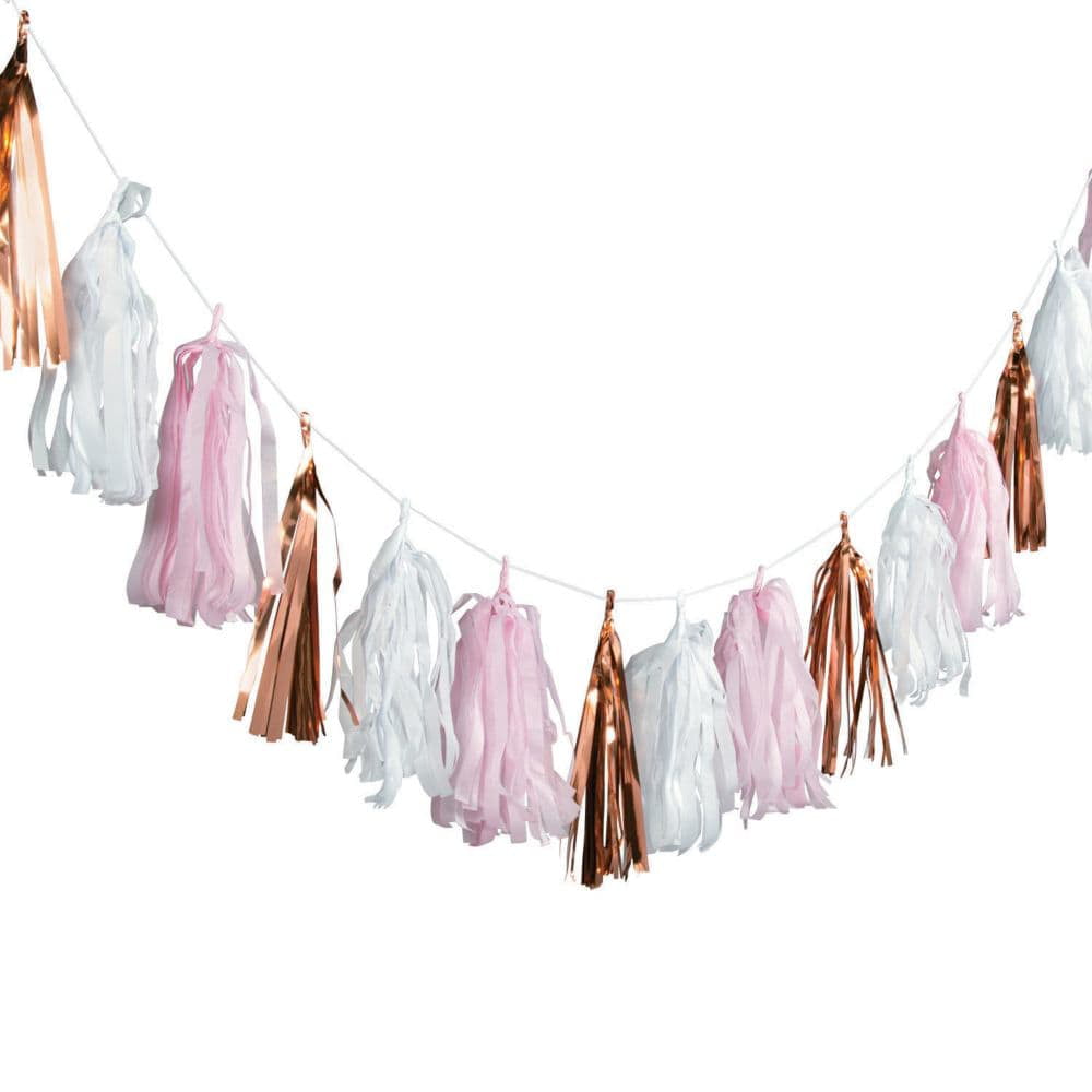 Blushing Baby Pink Rosy Tissue Paper Tassels Garlands Bunting Pompom Party Decor 