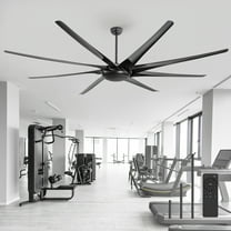 ALKAFY 100 inch Black Ceiling Fan with 8 ABS Blades - Reversible DC Motor, 6 Speeds & Remote for Large Living Rooms