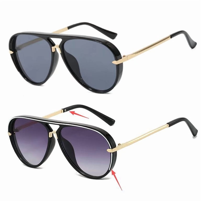 Oversized Retro Aviator Sunglasses Metal Frame UV400 Oversized Retro Aviator Sunglasses Gold Metal Frame UV400  main image 2