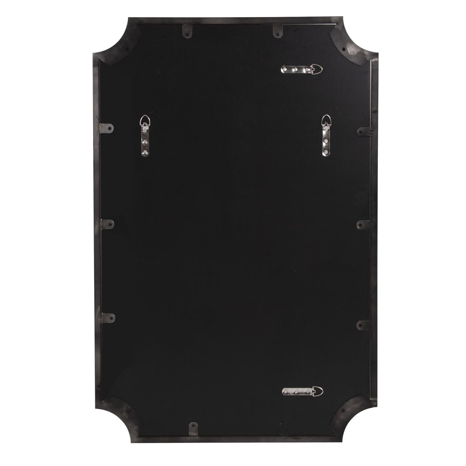 Tyler Dillon Black Rectangular Wall Mirror with Scooped Stainless Steel Frame - 24"W x 36"H