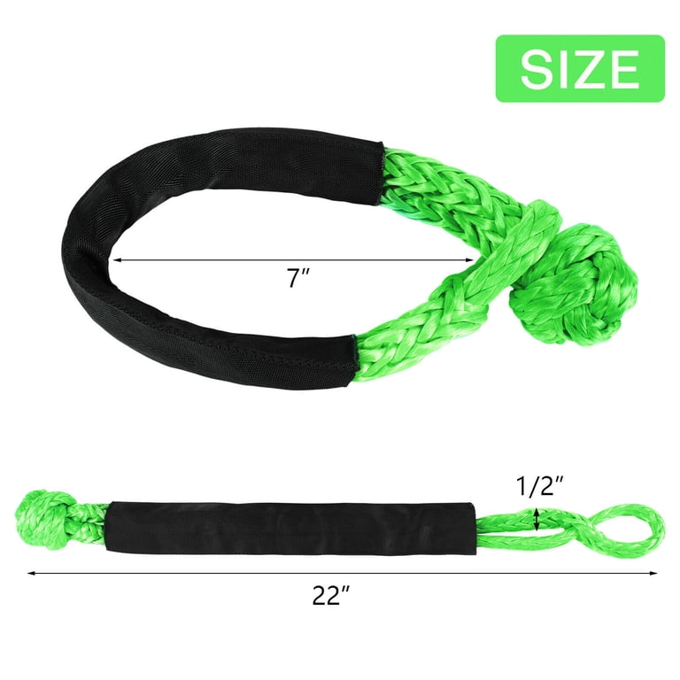 2-Pack 1/2 Inch Soft Shackle Tow Straps – 41,000 Lb Recovery Rope For Off-Road, Marine & More