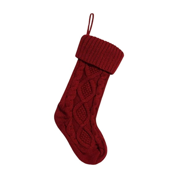 Large Knitted Christmas Stocking – Soft Holiday Tree Hanging Ornament & Gift Bag, Reusable Candy Sock for Decorations, Treats, or Party Favors