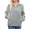 thumbnail image 1 of cfhntfmh Chandail en Molleton pour Femmes Manches Longues Décontracté Capuche Zip Tunique Texturée Hauts Mode Automne 2024, 1 of 7