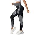 thumbnail image 4 of Women's High Waisted Yoga Pants, Color Block Tapered Workout Leggings, Butt Lifting Seamless Sports Pants with Side Stripes, Breathable Running Gym Tights for Women-White, 4 of 9