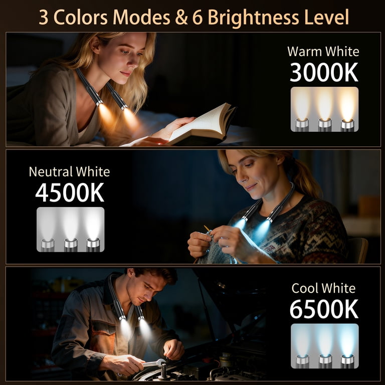 Cosjm 2-Pack Rechargeable Neck Reading Light with 18 Modes photo 2