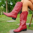 thumbnail image 5 of UngA Women's Cowgirl Boots Pull On Cowboy Boots Mid Calf Western Boots Available in Regular and Wide Calf Red,Size 8.5, 5 of 7