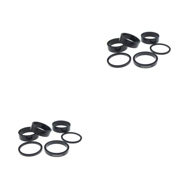 Wosthever CANSUCC Paquete de 6 bicicletas de montaña de aleación Arandela de auriculares Portátil Profesional Ciclos al aire libre Espaciador Negro 2Conjunto