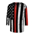 thumbnail image 5 of Camiseta estampada a la moda para mujer, blusa de manga 3/4 de longitud media, cuello redondo, camisetas informales Pompotops  FGAJ2481, 5 of 5