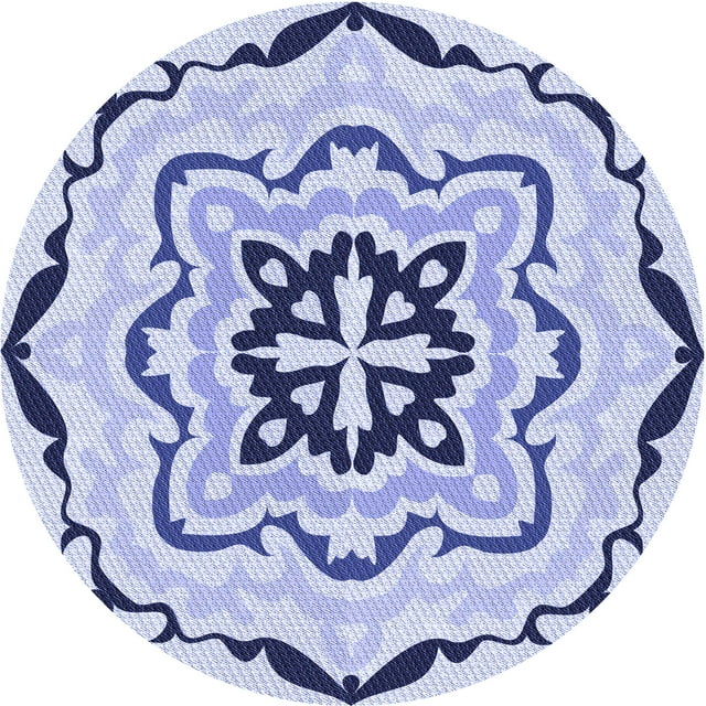 Ahgly Company Tapis Rond Lavable en Machine Intérieur Transitionnel Bleu Céleste, 3 Pieds Rond