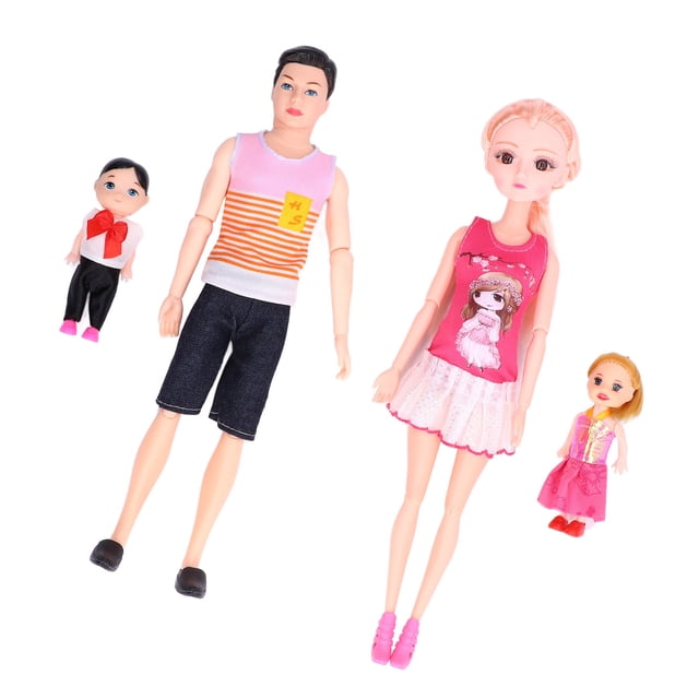 Family Dolls Set, Detachable Body Improve Creativity Dad Mom Dolls Set Origin Educational For Home Play