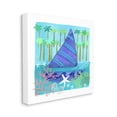 thumbnail image 3 of Stupell Industries Funky Sailboat Coastal Layered Palm Trees Seashells Graphic Art Gallery Wrapped Canvas Print Wall Art, Design by unknown, 3 of 5