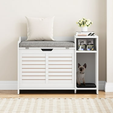 Roromall Wood Cat Litter Box Enclosure with Top Opening for Small Cats, Privacy Cabinet Furniture Hidden House, Easy Cleaning