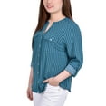 thumbnail image 3 of NY Collection 3/4 Sleeve Roll Tab Y Neck Blouse, 3 of 3