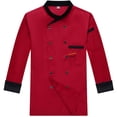 thumbnail image 5 of Gyexs Unisex Double- Chef Coat Men Back Full Mesh Lightweight Chef Jacket Color Stitching Chef Uniform for Kitchen Red, Size XXL, 5 of 5