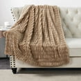 thumbnail image 2 of Home Soft Things Wavy Pattern Faux Fur Throw-Tan-50"X60", 2 of 8