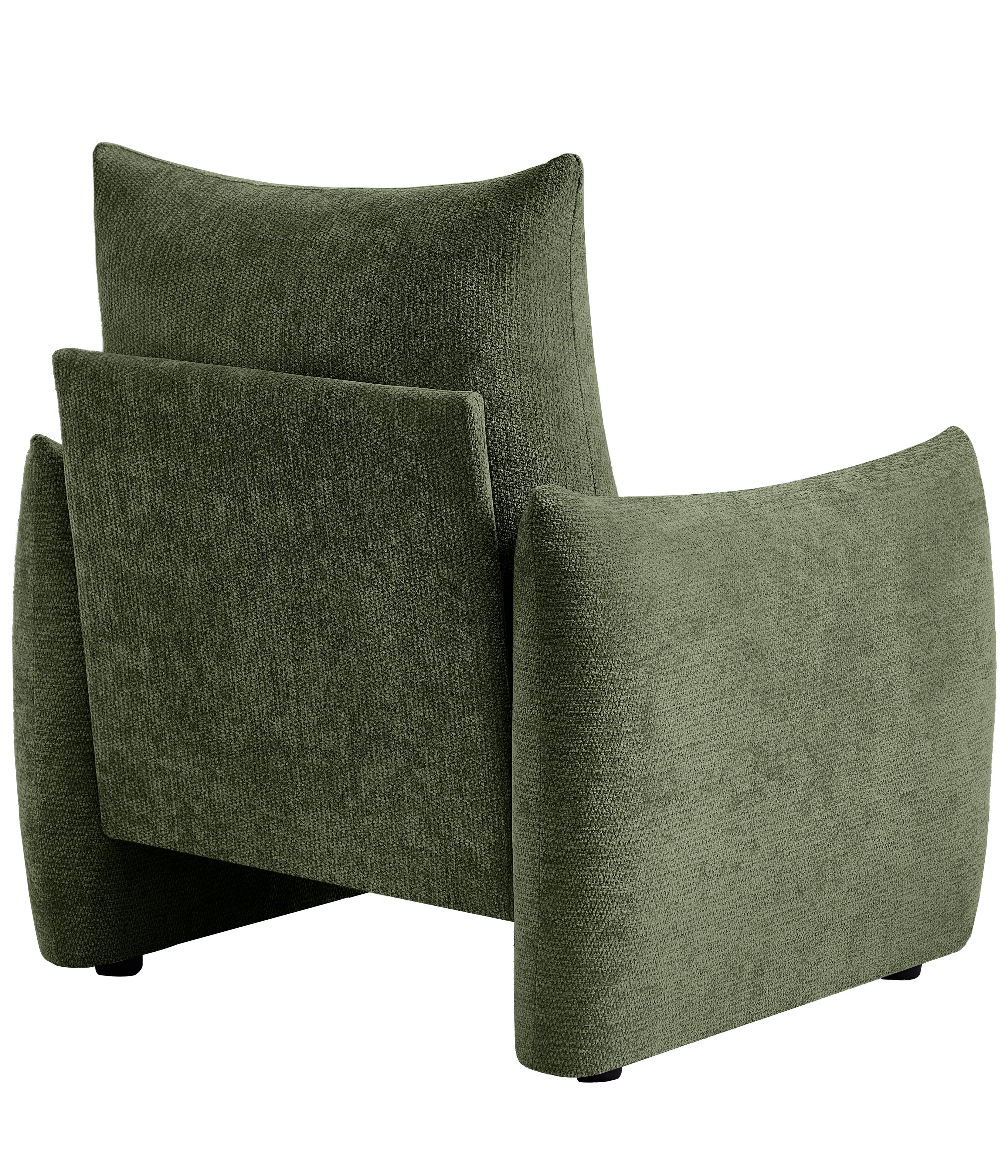 34.3-Inch Chenille Accent Chair with Plush Cushion and Solid Wood Frame, Oversized Upholstered Lounge Chair for Living Room and Small Space, Green