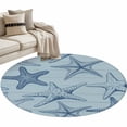 thumbnail image 2 of Navy Blue Starfish Round Area Rug 4ft, Coastal Ocean Summer Sea Nautical Washable Non-Slip Circle Rugs for Bedroom Living Room Kitchen, Soft Non Shedding Circle Carpet for Dining Room Dorm, 2 of 9