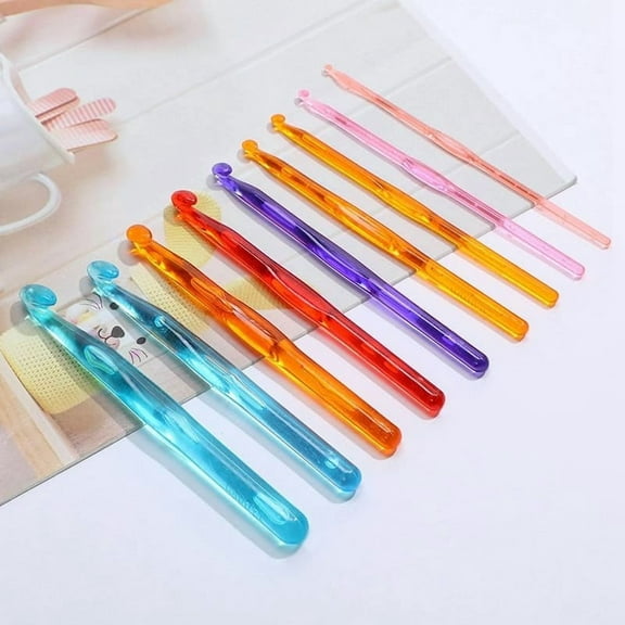 9Pcs Transparent Plastic Crochet Hooks Needles