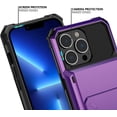 thumbnail image 2 of KOMI pour iPhone 13 Pro Max Étui avec Porte-Cartes [Ranger 5 Cartes] Double Couche Robuste Antichoc Étui Portefeuille iPhone 13 Pro Max avec Fente Cachée pour Cartes Étui de Rangement pour iPhone 13 Pro Max (Violet), 2 of 5