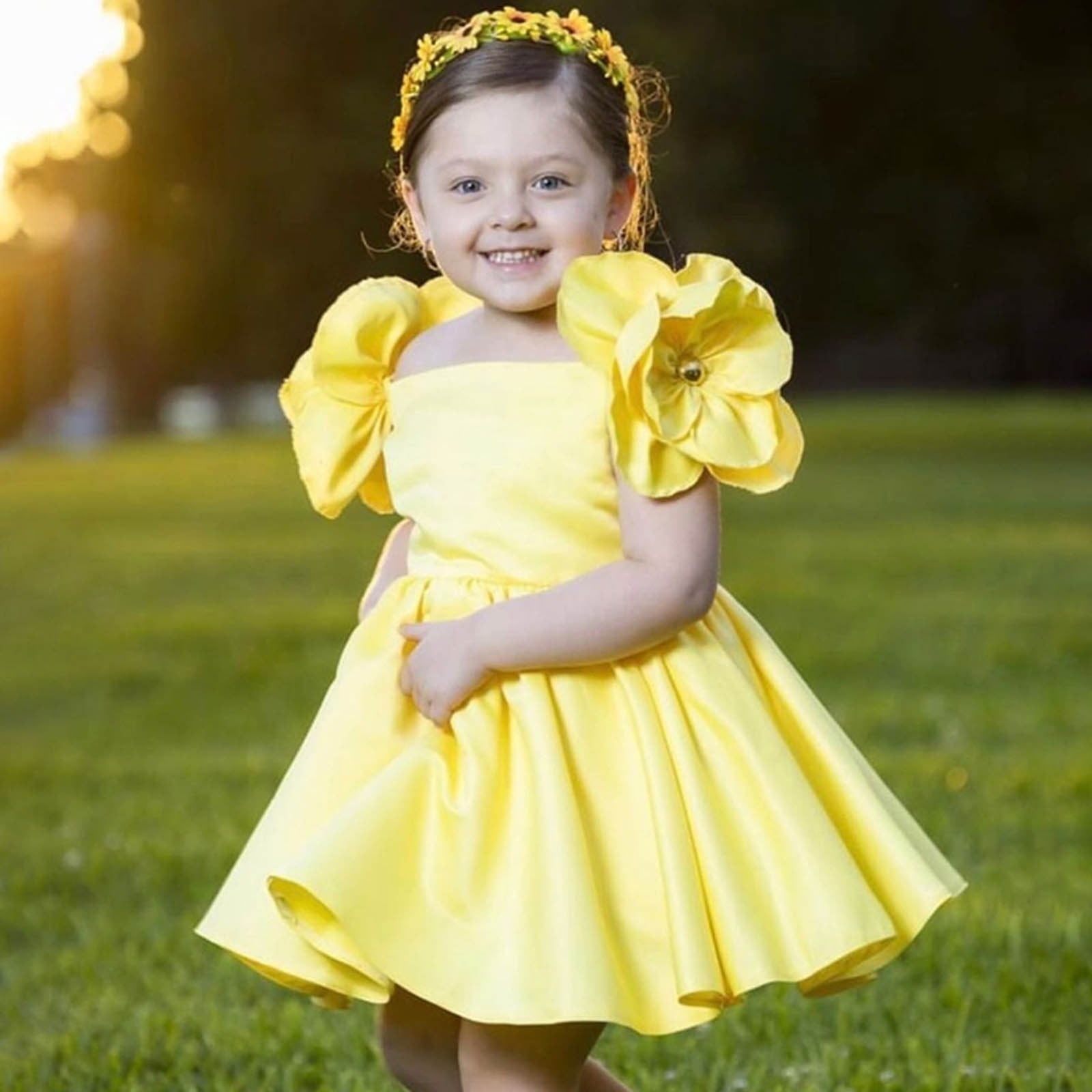 Girls dress yellow discount