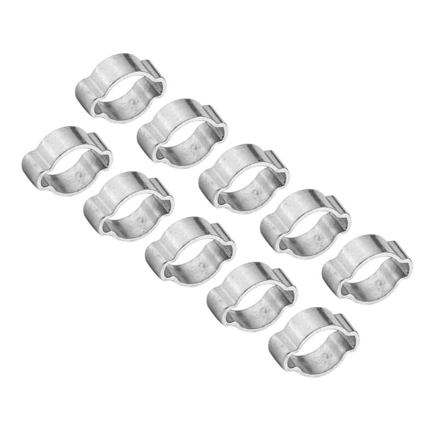 Pack De 10 Abrazaderas De Manguera De Doble Oreja - Acero Inoxidable Galvanizado, Tamaño 11-13 Mm, Para Tubos De Combustible Y Goma